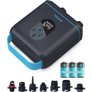 Paddle Board Electric Pump TPS260-20PSI Portable Rechargeable SUP Air Pump, Dual Stage Inflation & Deflation, Auto-Off for Stand Up Paddle Boards, Boats, Kayaks and Tent (Small, Blue)