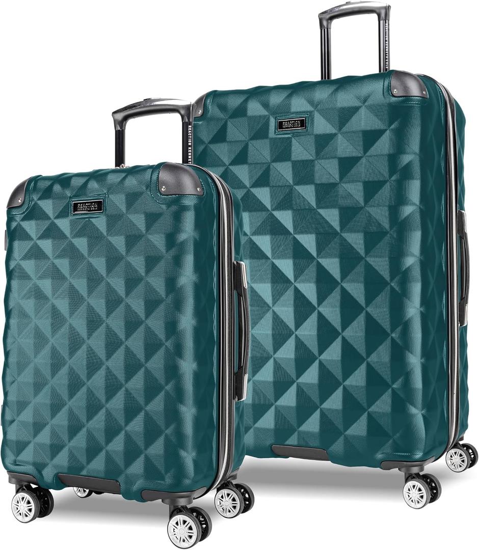 Kenneth Cole REACTION Diamond Tower Collection Lightweight Hardside Expandable 8-Wheel Spinner Travel Luggage, Deep Teal, 2-Piece Set (20" & 28")