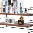ShellKingdom Desk Shelf Organizer, 2 Tier Desktop Shelves, Adjustable Bookshelf Storage Rack and Office Cubicle Decor for Tabletop, School, Office, Dorm Organization (Black Frame + Wood Board)