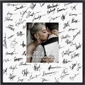 Hoikwo 20x20 Black Plastic Frame with Plastic Cover, Display Pictures 8x10 with Mat or 20x20 Without Mat, 1 Pack 20 by 20 Frame for Wall Hanging, 20x20 matted to 8x10