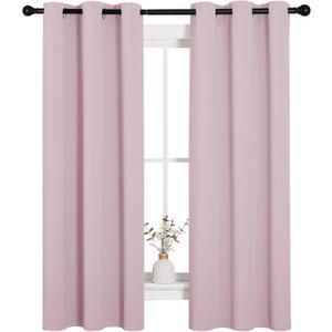 NICETOWN Blackout Curtain Panels for Girls Room, Nursery Essential Thermal Insulated Solid Grommet Top Blackout Drapes (Baby Pink=Lavender Pink, 1 Pair, 34 x 63 Inch)