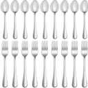 8 Pcs Forks and 7 Pcs Spoons Silverware Set,Food Grade Stainless Steel, Set 15 count
