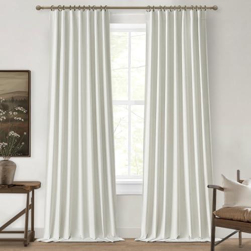 QJmydeco 102 Inch Long Curtains, Decorative 100 Percent Rod Pocket Blackout Curtains Back Tab for Bedroom/Dorm/Nursery Heat Blocking Thick Linen Drapes with White Backing&Hooks&Rings 100 Inch Wide QJmydeco 102 Inch Long Curtains, Decorative 100 Percent Rod Pocket Blackout Curtains Back Tab for Bedroom/Dorm/Nursery Heat Blocking Thick Linen Drapes with White Backing&Hooks&Rings 100 Inch Wide