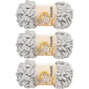 Franel Loop Yarn 100% Polyester Chenille Puffy Yarn, Craft Chunky Finger Knitting Loopy Yarn Soft and Light Material, Perfect for DIY Hand Woven Knitting Crafts Supplies (26 Pale Gray, 3-Pack)