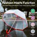 The Weather Station Adult Clear Bubble Rain Umbrella with Dome Canopy and Lightweight Wind and Rain Protection, Pack of 2 