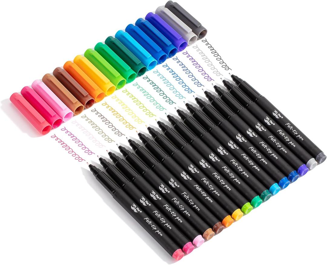 Mr. Pen- Felt Tip Pens, 16 Pack, 0.7mm Colorful Felt Pens, No Smear, Quick Dry (Assorted Palette)