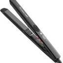 Hair Straightener 1 Inch Flat Iron and Curler 2 in 1 Titanium Ceramic Ionic Dual Voltage Straightener with Heat-Resistant Silicone, for Less Frizz, Shinier & Smoother (Black)