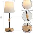 Bedside Table Lamp for Bedroom with 2 USB Charging Ports Minimalist Small Nightstand 3-Way Dimmable Touch Desk Lamp for Living Room Home Office Dorm,LED Bulb Included (wood grain-power)