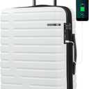 EMPSIGN Carry On Luggage with Spinner Wheels, Hard Shell Carry-On Expandable Suitcase 21x14x9 Airline Approved & Built-in TSA Lock, Durable Travel Rolling Suitcase, Carry-On 20-Inch, White