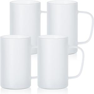 PYD Life Sublimation Glass Blanks Beer Mugs Frosted 18 OZ Coffee Tumblers Cups with Handle for Mug Tumbler Heat Press Printing UV DTF HTV DIY Projects , 4 Pack
