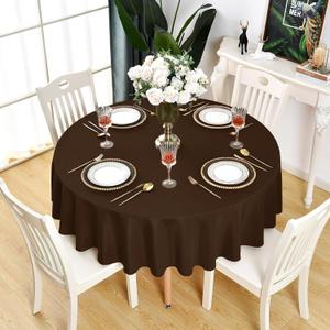 Brown Round Tablecloth - Waterproof Stain Resistant Wrinkle Free Table Cloth, 210GSM Polyester Washable Wipeable Table Cover for Party, Banquet, Wedding, Indoor and Outdoor(90 inch, Circle)