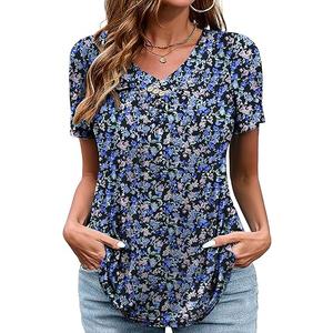 Amrto Women's Plus Size Tops V Neck Petal Short Sleeve Tunic Blouses Summer Loose Casual Shirts XL-5XL, Pack of 2