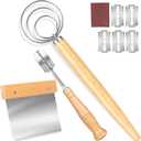 Danish Dough Whisk - Bread Whisk Set of 3 pieces, Bread Making Tools and Supplies, Danish Sourdough Whisks, Dutch Whisks for Dough, With Dough Scraper Sourdough Cutter, Lame Doughs Scoring Tool Blades