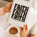 FISWAFY Trendy Leopard Cross Christian Spiral Notebook 5.5x8.3in, Faith Based Christian Journal Gifts for Women, Religious Prayer Journal Notebooks for Note Taking, Hardcover Notebook Journal