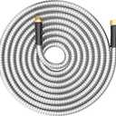 Short Metal Garden Hose 15 ft Connector, Stainless Steel Small Hose Extension Adapter for Hose Reel, Long, Flexible, Lightweight & Heavy Duty Water Pipe, No Kinking Outdoor Water Hose for Yard 15 Feet