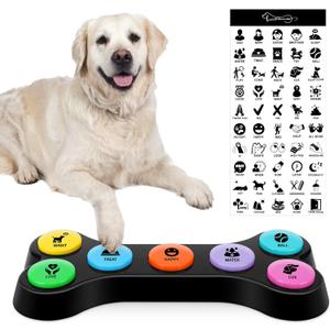 Dog Recordable Training Buttons, Set of 7 Colors, Dog Buttons for Communication, Dog Speech Training Buzzers, Loud Clear Already Recorded Words, Adjustable Volume