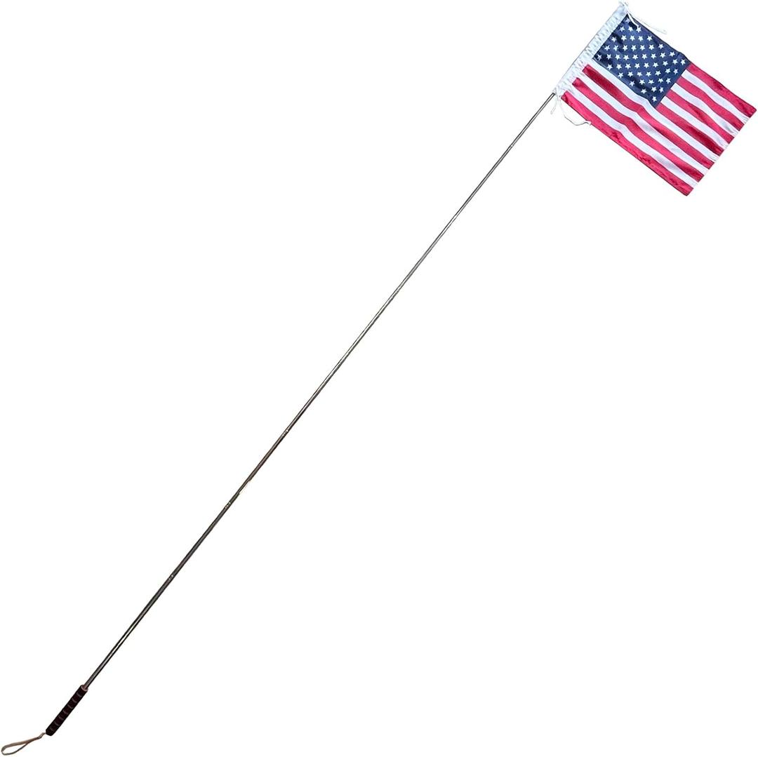 National Flag Banner Countries Flags 30x45cm with 2 meterTelescopic Flagpole Stainless Steel Pole (United States)