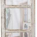 Sintosin Farmhouse Wood Frame Window Mirror 14" x 33", Vertical Hanging Distressed White Rustic Window Mirrors for Wall Decor, Vintage Rectangular Window Pane Mirror for Living Room Entryway