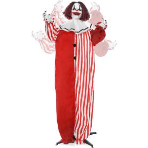 JOYIN 67" Halloween Decorations Outdoor, Scary Animatronics Clown Decor Clearance with LED Eyes and Creepy Sound, Life Size Animated for Haunted House Lawn Yard Patio