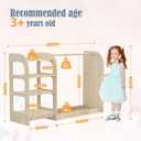 Kids Dress Up Storage with Mirror, Wooden Kids Dress Up Rack for Little Girls and Boys, Kid Wardrobe Closet with Storage Shelf
