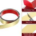 uxcell Gold Metalized Brushed Finish Molding Trim, Peel and Stick Stainless Steel, Flexible Self-Adhesive Metal Trim with Glove for Wall, and Craft Decoration (16.4ft x 1.57")