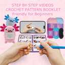 Auoinge Crochet Kit for Beginners Kids, Learn to Crochet Starter Kit with Step-by-Step Video Tutorials, Amigurumi Beginner Crochet Kit for Adults, Knitting Kit Family (Axolotl-2BP)