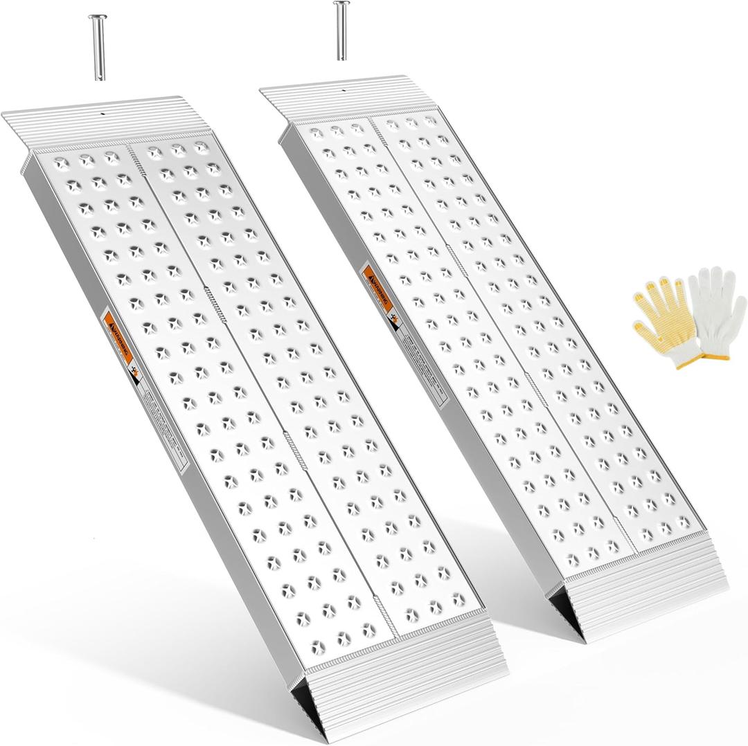 gardhom Aluminum Shed Ramps 39x11inch, 2PCS Riding Mower Ramps 1500lbs/Pair Capacity for Curb Steps Stairs Dirt Bike Motorcycle Lawn Mower Snow Blower