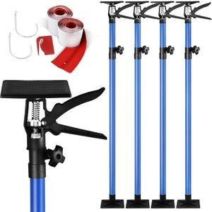 Dust Barrier Poles,10 Ft Dust Containment Pole (Pack of 4) with 2 Heavy-Duty Zippers for Dust Barriers (Blue)