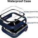 3 x YMHML Case Compatible for Apple Watch Series 9/8/7 45mm with Tempered Glass Screen Protector, Hard PC Full Touch Sensitive Protective Cover Slim Bumper for iWatch Accessories, Blue