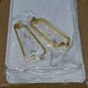 Serving Tray with Handles, 2 Pack (16inches & 12inches) White Plastic Serving Trays for Breakfast, Decorative Trays with Gold Handles for Coffee Table & Living Room