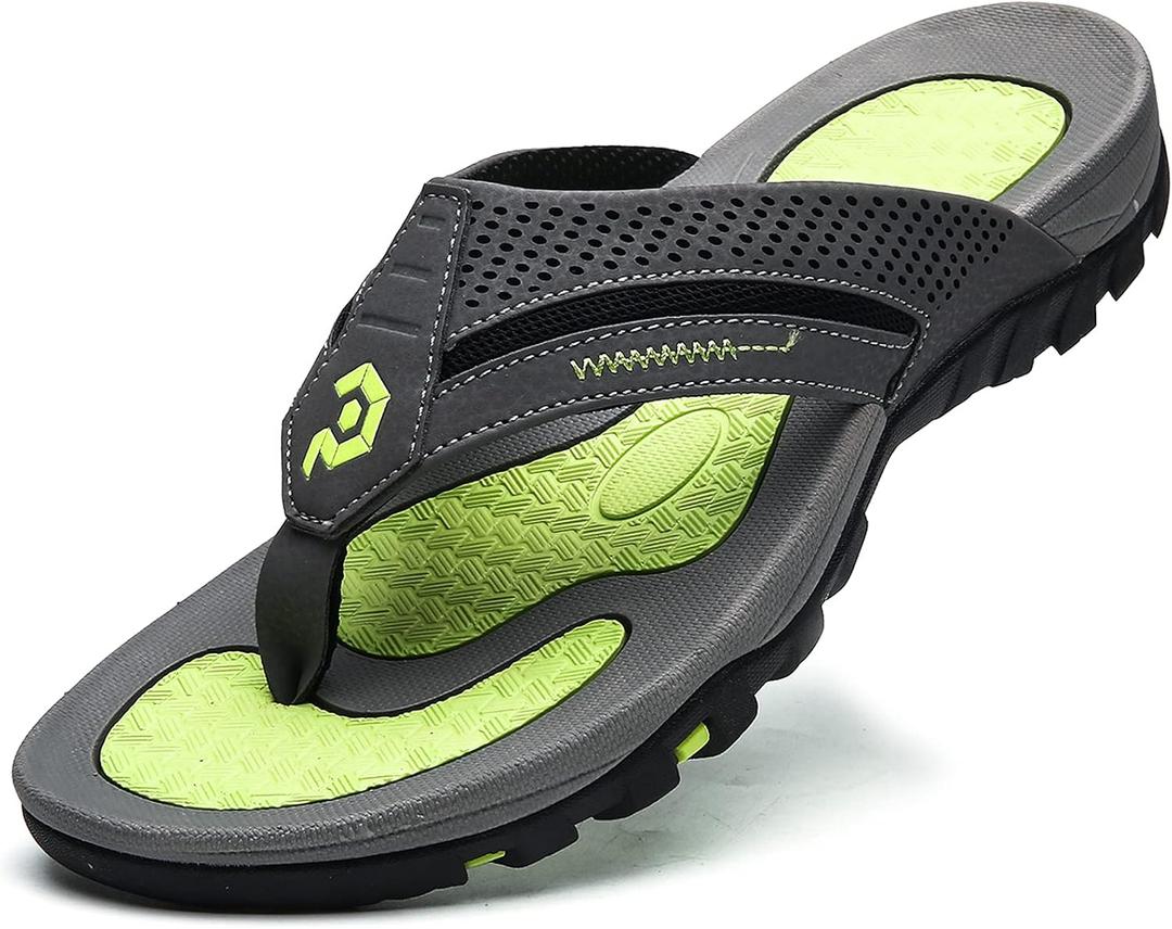 Pulltop Flip Flops for Men, Mens Thong Sandals Waterproof Shower Sandals Summer Outdoor Slippers Non Slip Beach Sandals for Men, 11 Grey