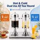 4.2 Gallon Beverage Dispenser, Dual Drink Dispenser with Stand, Stainless Steel Juice Dispenser with Ice Core, Leak Proof Spigot & Drip Tray, Commercial Drink Dispenser for Parties Buffet Catering (EXP 08/22/29)