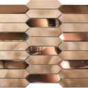 Gold Tile Long Hexagon Mosaic Tiles for Kitchen Backsplash Wall Bath Shower Floor Real Metal Tile 5 Sheets, 13.5"L x 11"W