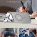 [Upgraded Full Camera Protection] for iPhone Air Case with Camera Cover Stand [Fit for MagSafe][10FT Mil-Grade Protection] Translucent Magnetic Phone Cover for iPhone 17 Air Case, Grey