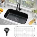 31 Inch Black Undermount Sink Stainless Steel-Bokaiya 31x18 Kitchen Sink Undermount Black Stainless Steel Sink 16 Gauge Single Bowl Kitchen Sink with Dish Grid