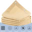 POYEE 90% Sun Shade Cloth with Grommets, 12' x 24' Pergola Shade Cover UV Block & Heat Resistant Patio Canopy for Outdoor Garden, Deck, Backyard - 200GSM Reinforced HDPE Fabric, Beige