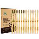 Biodegradable Eco-Friendly Natural Bamboo Charcoal Toothbrushes, FSC Certified and PETA Approved - 12 Count