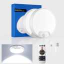 Homelist 2 Pack Upgraded Rechargeable Motion Sensor Ceiling Light, Battery-Powered Ceiling Light with Remote for Closet Stairs Shower Shed Hallway Porch-6000K Cool White