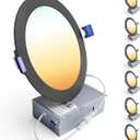 Ensenior 6 Pack 6 Inch LED Recessed Light, Dimmable, 2700K-5000K 5CCT, 1200LM High Brightness, 12W 120V, Damp Rated, Ultra-Thin Canless Wafer Light, Black - ETL & FCC & IC