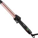 1.2 Inch Curling Iron with Clipped Tourmaline Ceramic Barrel Professional 1 1/5 Inch Hair Curler up to 450F Dual Voltage for Traveling 60 Mins Auto Off Suit for Different (Rose Gold)