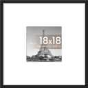 upsimples 18x18 Picture Frame, Display Pictures 8x8 with Mat or 18 x 18 Without, Wall Hanging Square Frames, Black, 1 Pack
