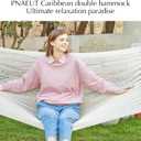 PNAEUT 2 Person Rope Hammocks for Outside, Handwoven Double Caribbean Hammock with Spreader Bar for Outdoor Indoor, Max 600 lbs Capacity (Cream)