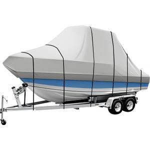 iCOVER T-Top Boat Cover, 600D Heavy Duty Marine Grade Waterproof Tear Resistant, Hard Top/T Top Boat Cover for Center Console Boat with T TOP Roof, Fits 22'-24' Long Beam Width up to 106", Grey