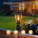 15" Dusk to Dawn Outdoor Post Light, Modern Black Outdoor Lamp Post Light Fixture, Lamp Posts Exterior Lighting Pole Lantern for Outside Porch Garage Street, Waterproof Aluminum & Glass, 1 Pack, E26