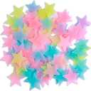AM AMAONM 100pcs Glow in The Dark Luminous Stars Fluorescent Noctilucent Plastic Stars Wall Stickers Glowing Stars Decals for Home Art Decor Nursery Ceiling Kids Babys Bedroom Room Multicolor