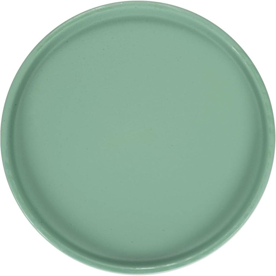M METERXITY Ceramic Plant Saucer, 6.3 Inch Plant Water Catcher Tray, Plant Pot Saucers for Indoor/Outdoor Plants/Flower Drainage Drip Water Tray [Round Green Blue]