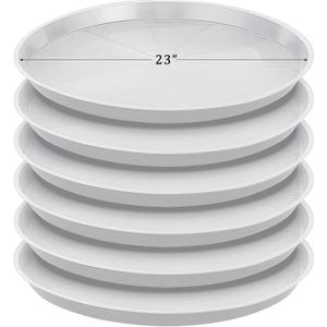 Eccliy 6 Pack Plastic Plant Saucer Heavy Duty Planter Saucers Large Plant Pot Saucers Plastic Water Trays for Indoors and Outdoors Flower Plant Plant Drip (White,23 Inch)