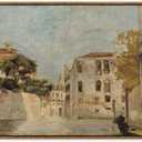 KISSFOX Vintage Venice Canal Canvas Wall Art Impressionist Retro Neutral Italy Cityscape Landscape Framed Wall Art Prints Artwork For Living Room Bedroom Kitchen (24x36 in)