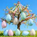 Soulchen 10 Pcs 16 Inch Inflatable Easter Eggs Decorations Outdoor Easter Inflatable Decorations Large Hanging PVC Colorful Eggs Blow up Ornament for Yard Lawn Garden Porch Party(Spotted Designs)