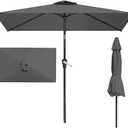Patio Kingdom 6.5' x 10' Rectangular Patio Umbrella Large Outdoor Market Umbrella w/UV Protection, Push Button Tilt and Crank Lift, Rectangle Table Umbrella for Garden, Deck, Pool, Patio, Grey